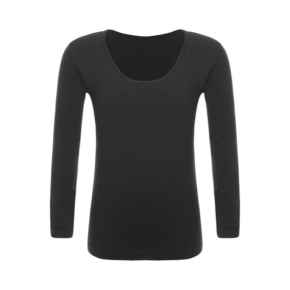 CHICTRY Kids Girls Long Sleeve Thermal Underwear T-Shirt Warm Long Base Layer Tops Type A Black 10-12
