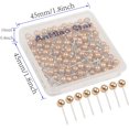 thumbnail image 3 of 1/8 Inch Map Tacks, Push Pins, Plastic Round Head, Steel Point,100-Count,Gold Colors, 3 of 5