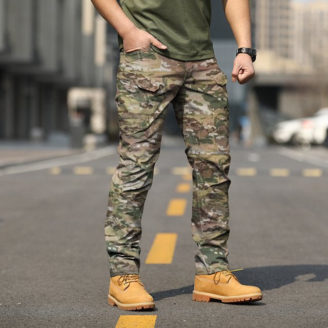 Men's Cargo Utility Overalls Pants for Outdoor Workwear Elastic Waist Loose Fit Spring Autumn