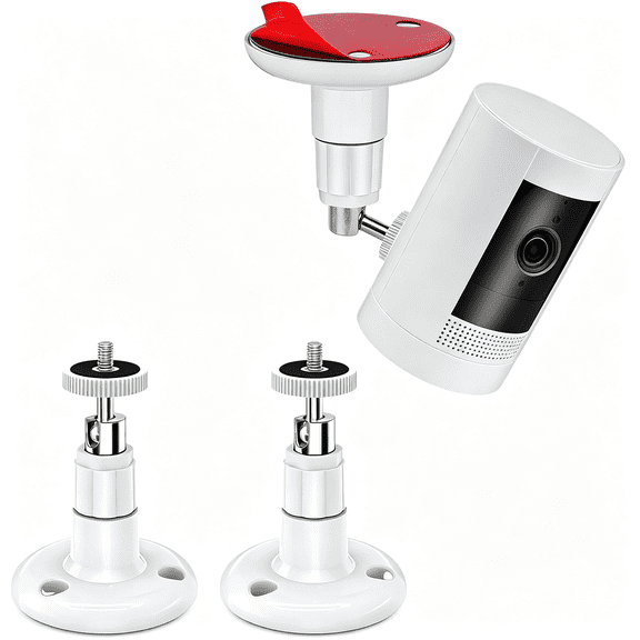 GJX 2 Pack Adjustable Security Wall Mount for and Outdoor Cam Plus,Camera Holder for Hd 2 3 4,Indoor Outdoor Ceiling Mount Bracket with Vhb Adhesive Or Screw No Drill White