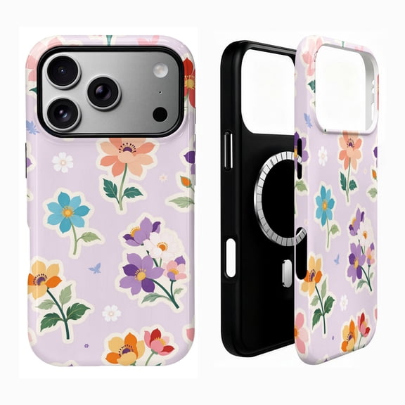 SKLYDDI Aesthetic Pink Floral Case for iPhone 17 Pro Max, Compatible with MagSafe - 188