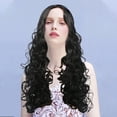 thumbnail image 4 of LHWEN Black Medium Parted Small Curly Hair Texture Curly Long Curly Small Wave Wig Beauty Salon Straight Hair Fun Lace Wavy Curls Braided Hair Synthetic Hair bohon Perfect for Party Everyday, 4 of 9