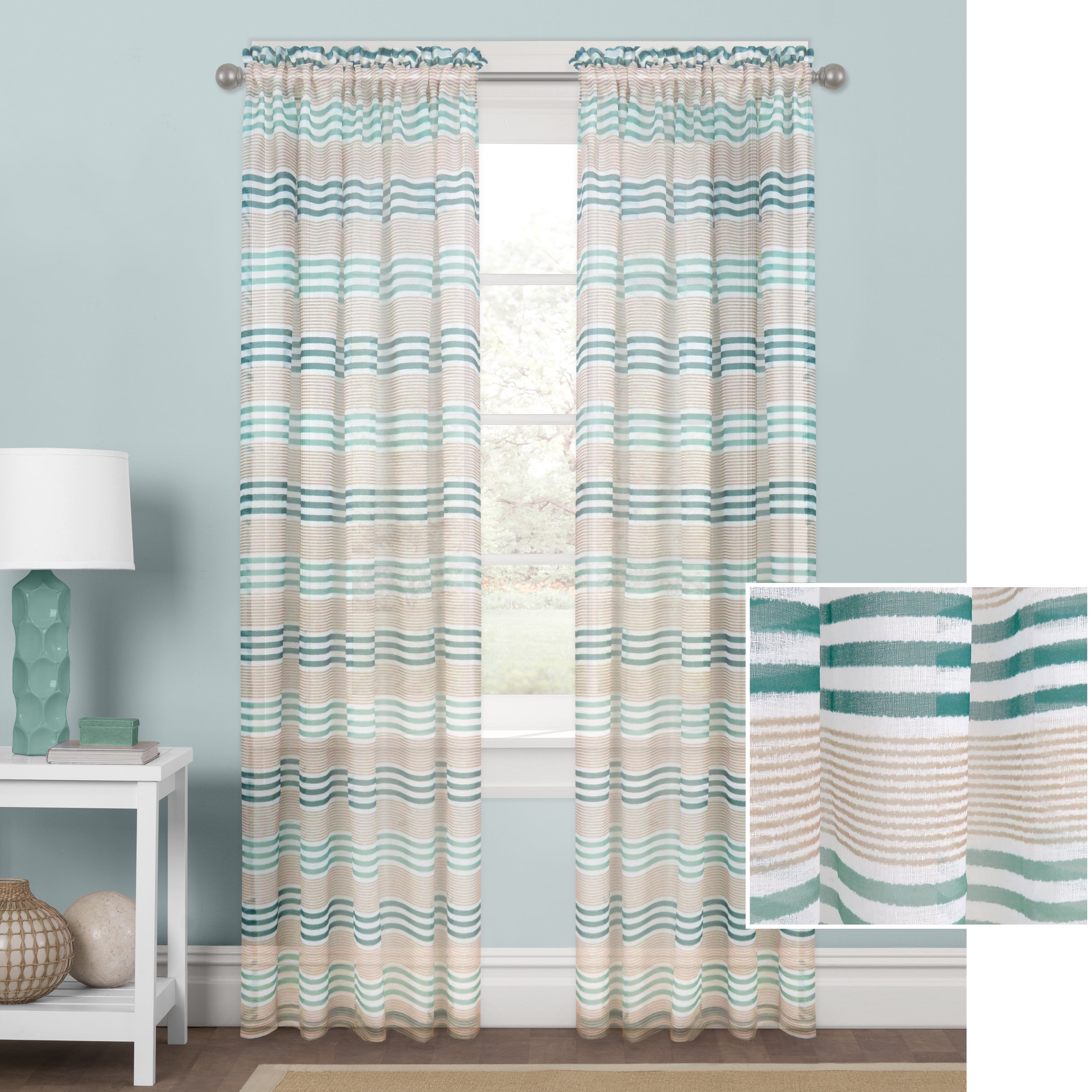 Better Homes and Gardens Hampton Stripe Sheer Curtain Panel Walmart