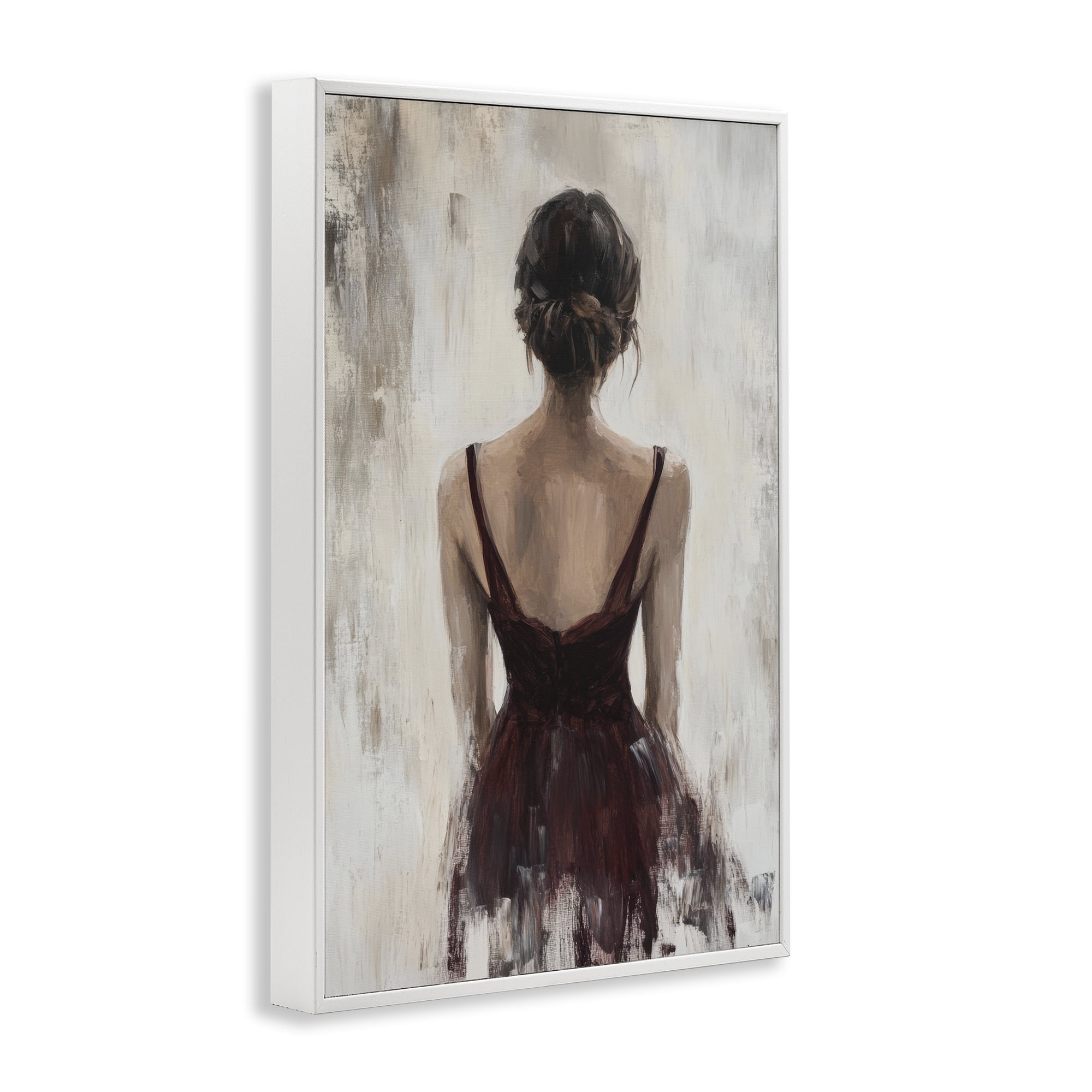 Stupell Industries Portrait of Woman in Burgundy White Framed Giclee Art, design by Petal Prints Design