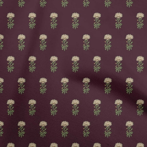 oneOone Cotton Silk Dark Brown Fabric Florals Quilting Supplies Print Sewing Fabric By The Yard 42 Inch Wide