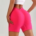 thumbnail image 2 of felwors V Back Biker Shorts High Waist Scrunch Lifting Workout Yoga Running Training Hot Pink for Size XL, 2 of 7