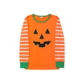thumbnail image 4 of Argulvti Ensemble de Pyjamas Assortis pour la Famille, Haut à Manches Longues à Col Rond à Rayures d'Halloween avec Imprimé Citrouille + Pantalon Long pour Parents et Enfants, 4 of 9