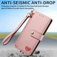 thumbnail image 3 of Wallet Case for Samsung Galaxy S22 Plus Women Men, Durable PU Leather Magnetic Flip Lanyard Strap Wristlet Zipper Card Holder Kickstand Wallet Phone Case Cover Full Body Protection, Pink, 3 of 10