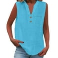 thumbnail image 2 of WCJM White Cami Tank Tops Woman Women's Tanks and Camis Loose Button Shirt Tops Stand Solid Color Sleeve Collar Casual Women's Shirt, 2 of 7
