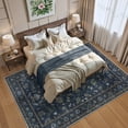 thumbnail image 4 of Lahome Decor Floral Area Rug 8x10, Machine Washable Rugs for Living Room, Non Slip Rug with Vintage Printed, Low Pile Carpet for Bedroom Dining Room Home Office, Blue, 4 of 9