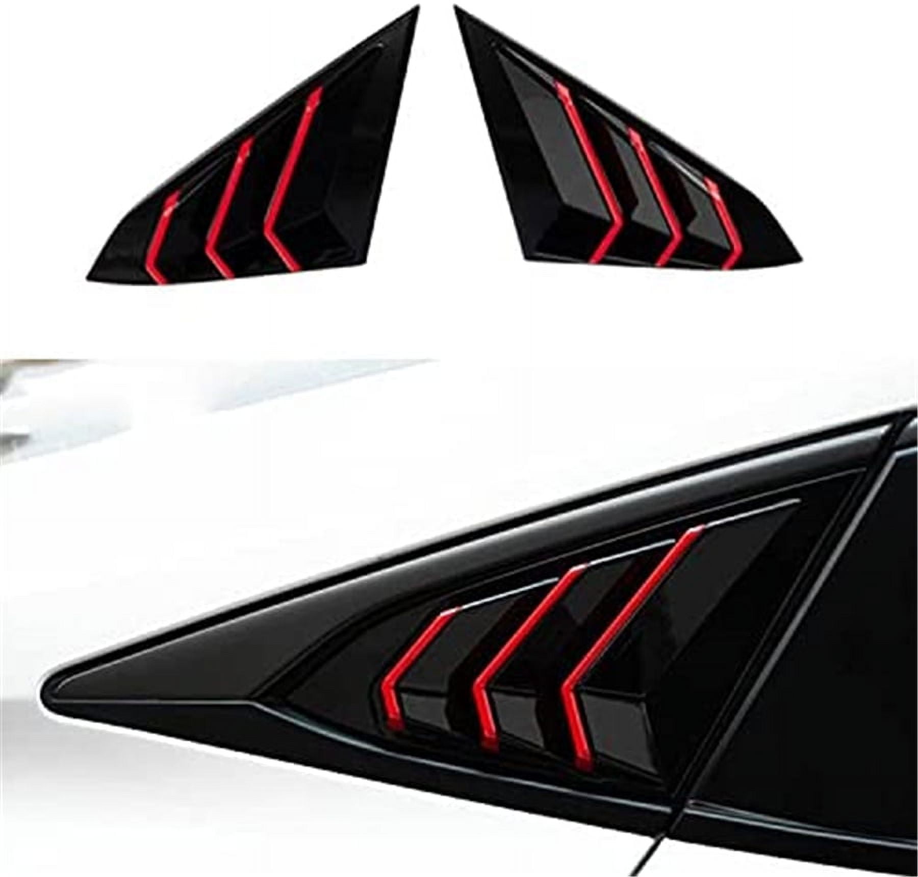 Side Air Vent Window Louver Cover Glossy Black+Red For Honda Civic 2016-21 Sedan