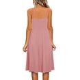 thumbnail image 3 of B91xZ Robes Sans Manches pour Femmes Col Rond Robes d'Été Sans Manches Couleur Unie Robes Midi Décontractées Amples, Rose L, 3 of 4