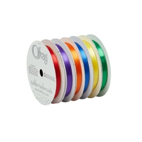 Offray Rainbow Single Face Satin Ribbon and Bamboo Wands Kit, Makes 12 Ribbon Wands