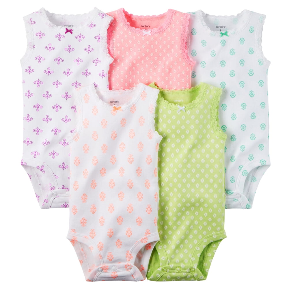 Carters Baby Clothing Outfit Girls 5Pack Sleeveless Bodysuits Print