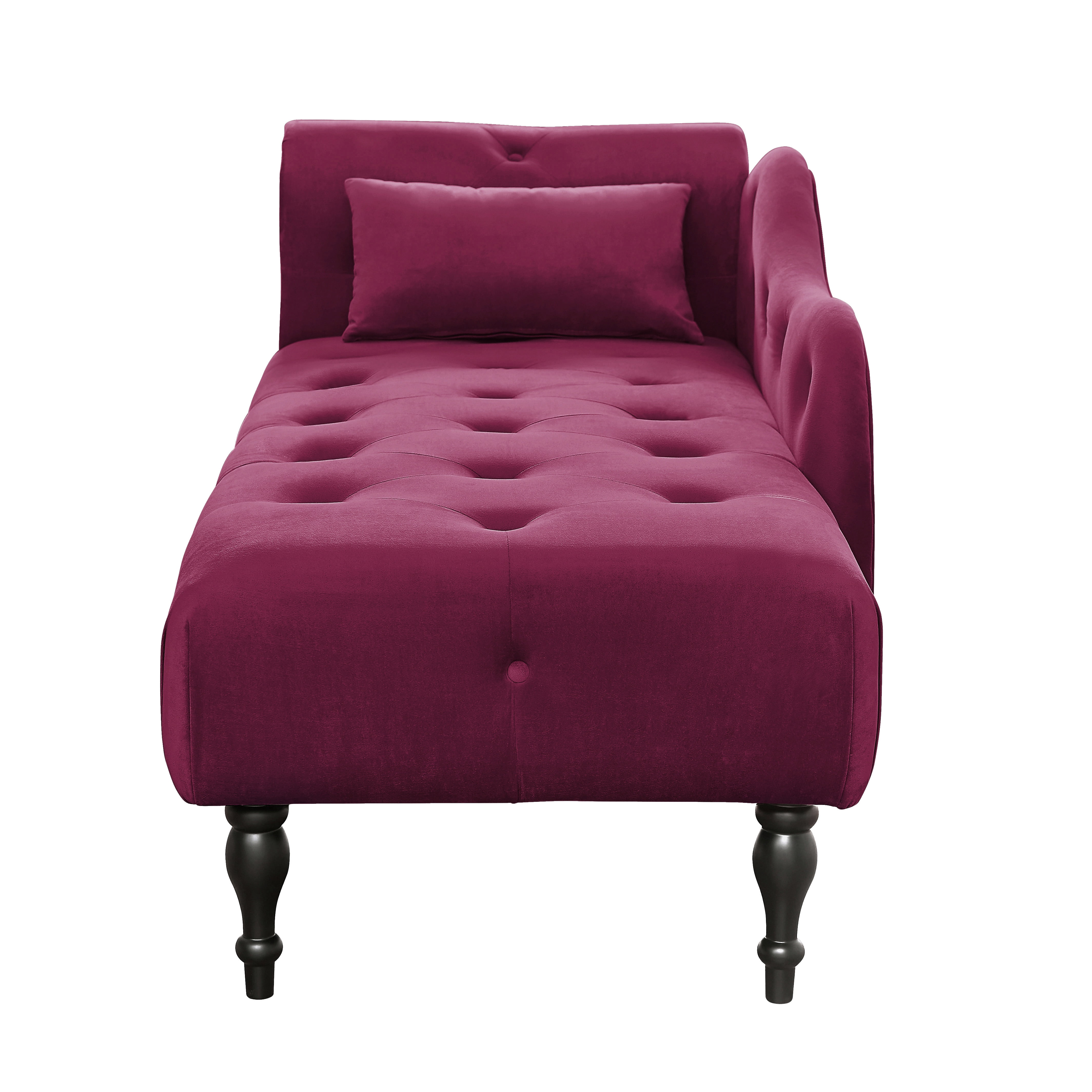 Miniyam Velvet Chaise Lounge, Tufted Accent Chaise Chair with Pillow for Living Room Bedroom, Purple