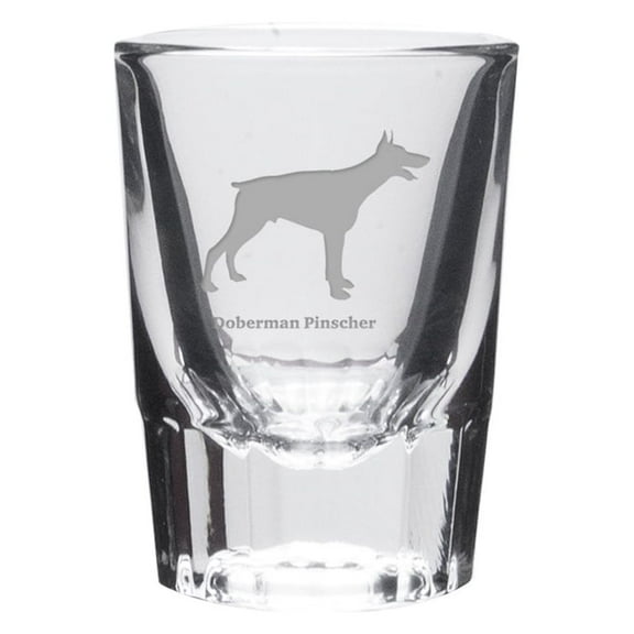Doberman Pinscher Deep Etched Shot Glass