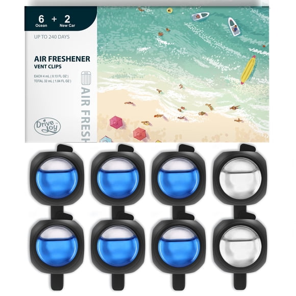 Ambientador para coche DRIVEJOY Vent Clips, paquete de 8 unidades, Ocean & New Car