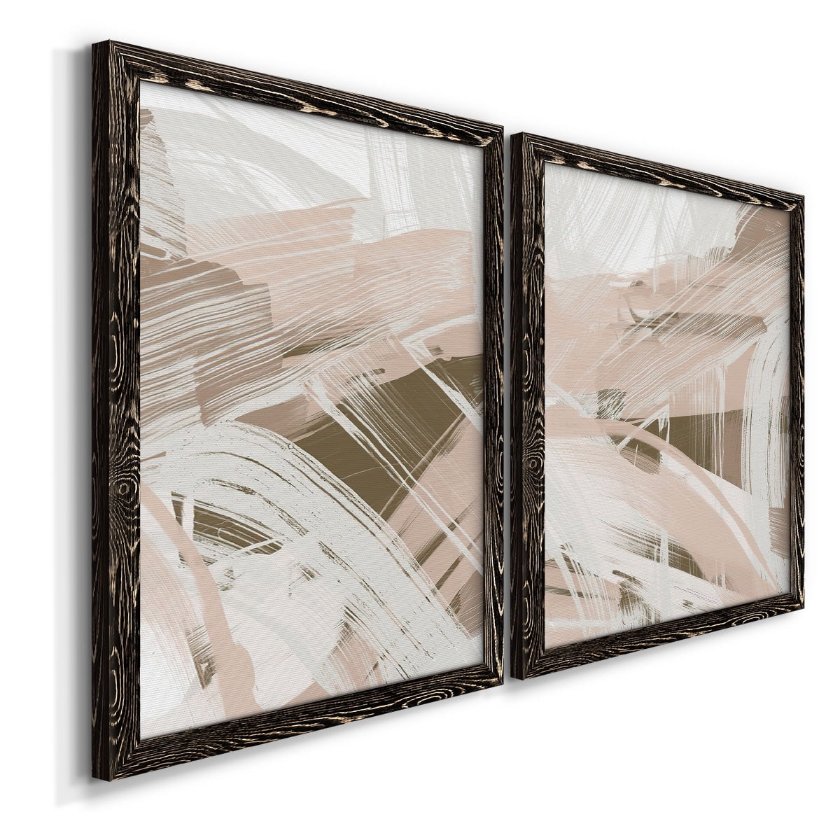 Earthtone Swipe I - Premium Framed Canvas 2 Piece Set - Ready to Hang