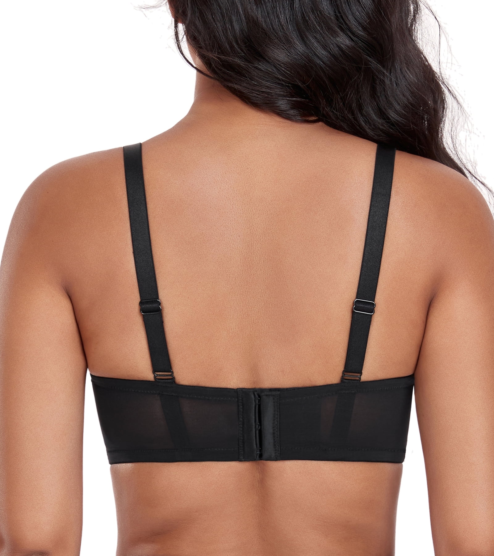 Exerin Women's Sexy Lace Bras Underwire Plus Size See Through Mesh Sheer Bra(38DDD,Black)