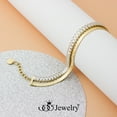thumbnail image 3 of ‎555Jewelry Adjustable Stainless Steel Snake Chain & Cubic Zirconia ‎Sparkly Herringbone CZ Bracelets for Women & Girls, Gold, 7.8 Inch, 3 of 8