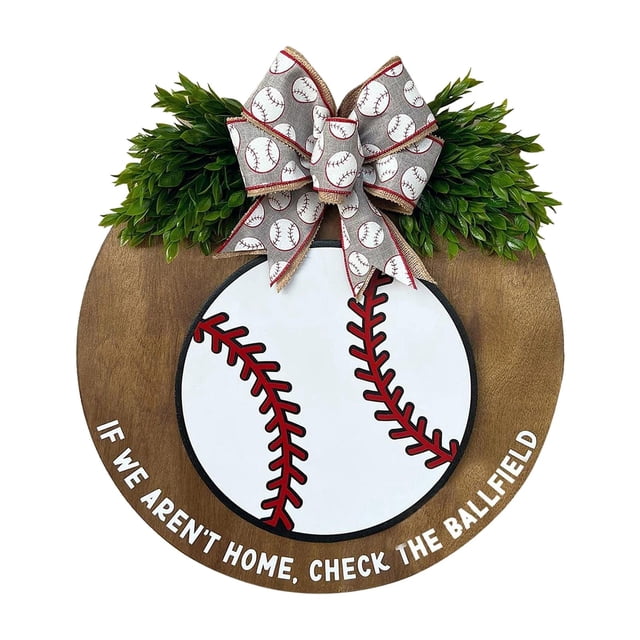 Coronas de béisbol Señales de puerta de bienvenida Arte de la pared Decoración Accesorios Adorno Guirnalda Arco Señal de corona para la puerta delante Soledad Coronas de beisbol