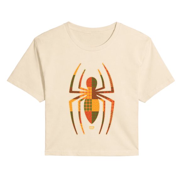 Spider-Man - Patchwork - Juniors Cropped Graphic T-Shirt