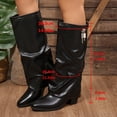 thumbnail image 5 of Viluyesy Mid Calf Boots for Women Block Heel Pointed Toe Slouchy Faux Leather Side Zipper Casual Dressy Fashion Shoes Black Size 8.5, 5 of 9