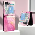 thumbnail image 6 of Compatible for Samsung Galaxy Z Flip5 Crossbody Slim Folding Case, Marble Pattern Luxury PU Leather Detachable Shoulder Strap Lanyard Shockproof Cover for Women Girls,Rose, 6 of 6