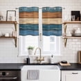 thumbnail image 2 of Farmhouse Navy Blue Brown Kitchen Curtains Window Panels, Vintage Wooden Striped Insulated Window Treatment Curtain, Grommet Curtains for Bedroom/Living Room/Bathroom, 2 Piece 27.5"Wx39"L, 2 of 8