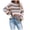 Khaki, variant on Fesfesfes Women Sweaters Casual Long Sleeve Color Block Stripe Knit Sweater Lightweight Pullover or