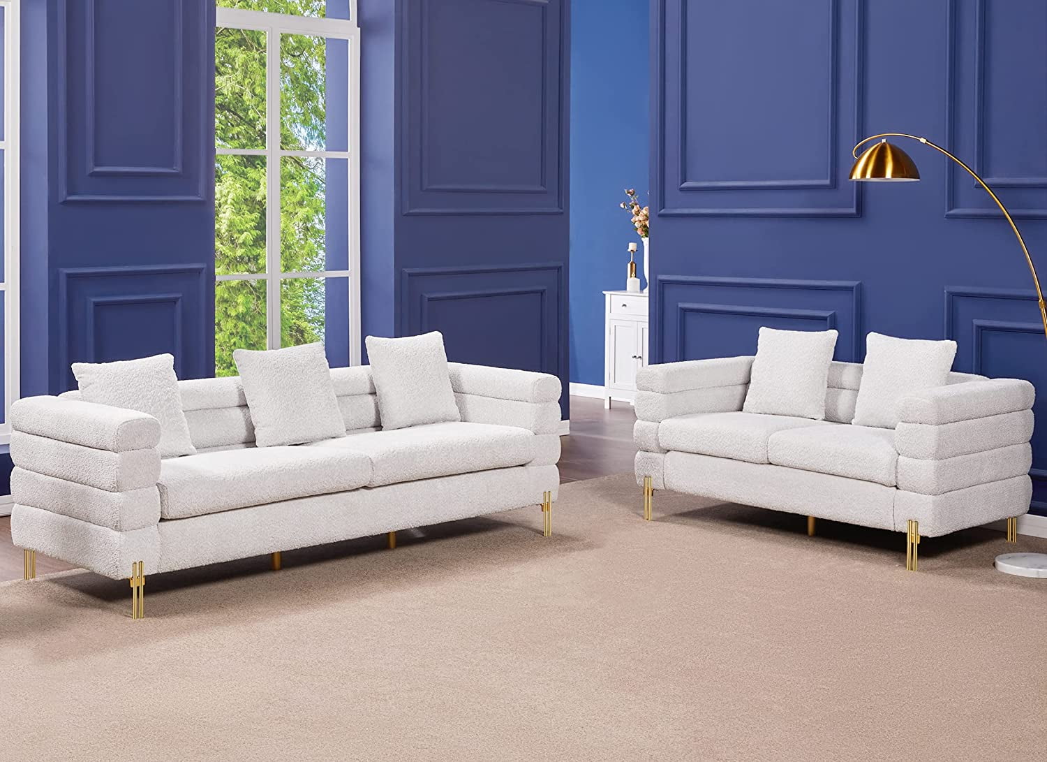 AMERLIFE Sofa, 2 Piece Sofa and Loveseat SetOversize Bouclé Sofa Couch