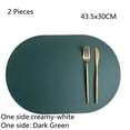 thumbnail image 6 of Miumaeov 2 Pcs Oval Placemats for Table PVC Table Mats 17.1x11.8 Inch Washable Green and White, 6 of 7