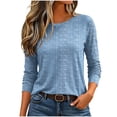 thumbnail image 2 of Sevevn Women's Striped Long Sleeve T Shirt Casual Crew Neck Tunic Top Soft Lightweight Stretch Blouse Loose Fit Basic Pullover Shirt for Daily Wear Work Office Vacation Fall Spring Navy M, 2 of 6