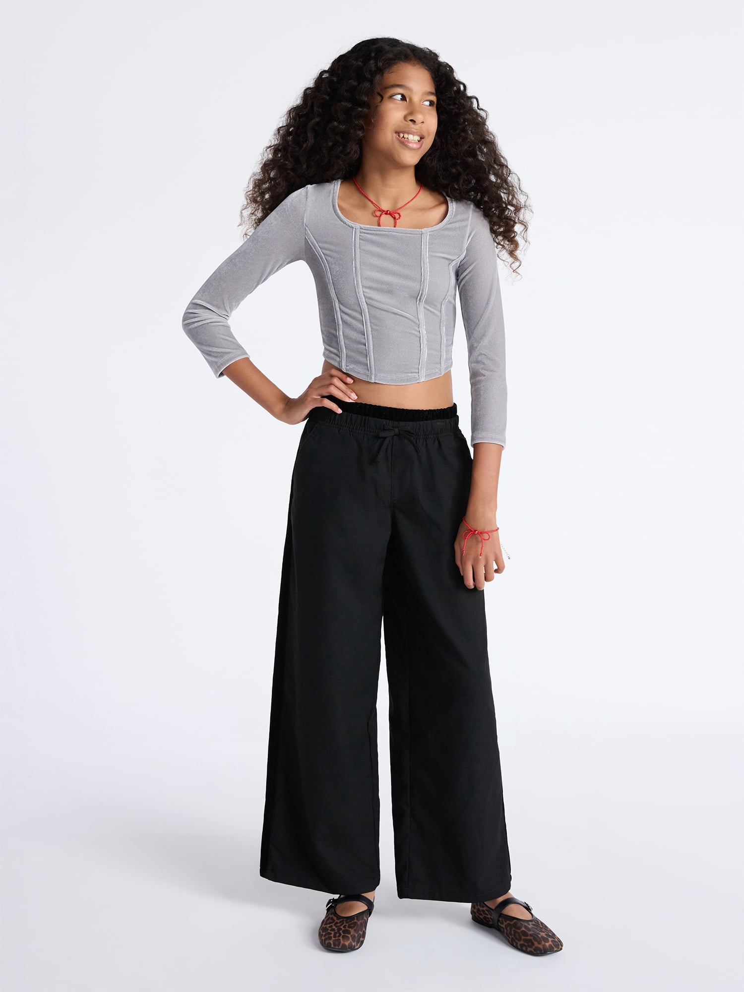Weekend Academy Girls Velvet Corset Top with Long Sleeves, Sizes 4-18