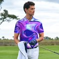 thumbnail image 2 of Kdxio Swirl Print Blue Purple1 Print Men's Short Sleeve Polo Shirt,Midweight Men's Shirt-X-Large, 2 of 5