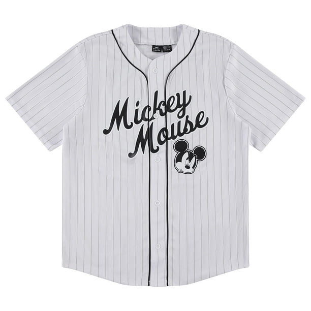 Jersey de béisbol Disney Mickey Mouse para hombre, blanco, talla L