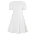 thumbnail image 7 of BRGZLK Girls Summer Dresses Trendy Solid Color Round Neck Puff Sleeve A-Line Dress Casual Comfortable Holiday Midi Dress White 11-12 Years, 7 of 7