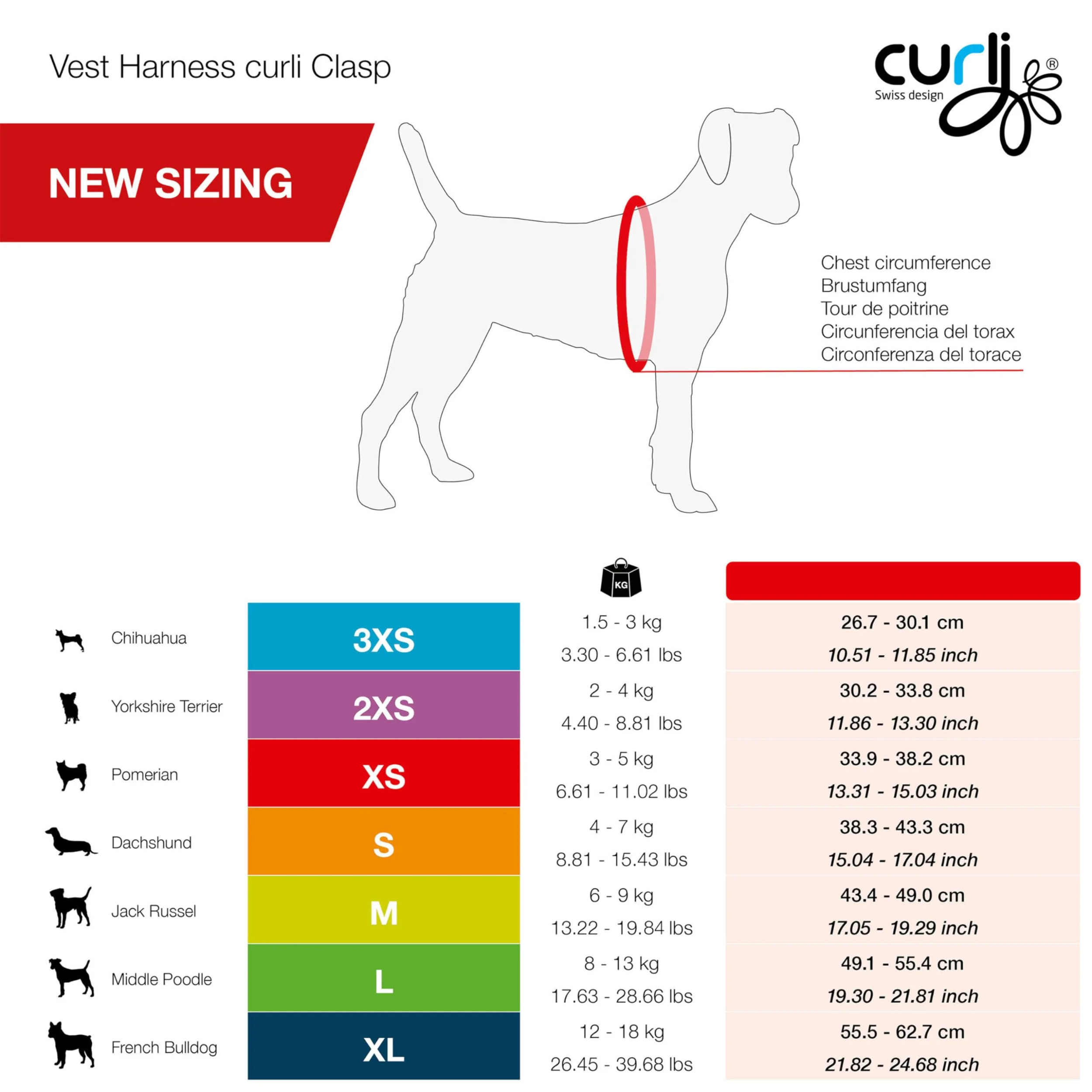 Curli AG 640150 Clasp Vest Air-Mesh Dog Harness, Orange - Extra Small