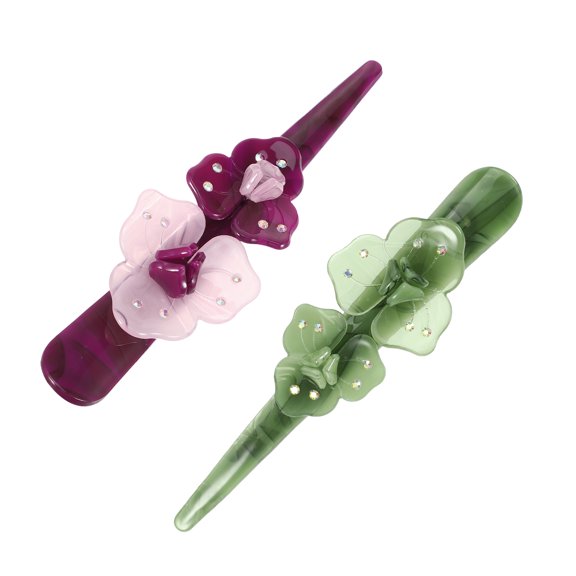 Unique Bargains 2 Pcs Metal Long Duckbill Hair Clips Large Crocodile Hair Clips for Thick Hair 5.31"x1.57" Green Purple