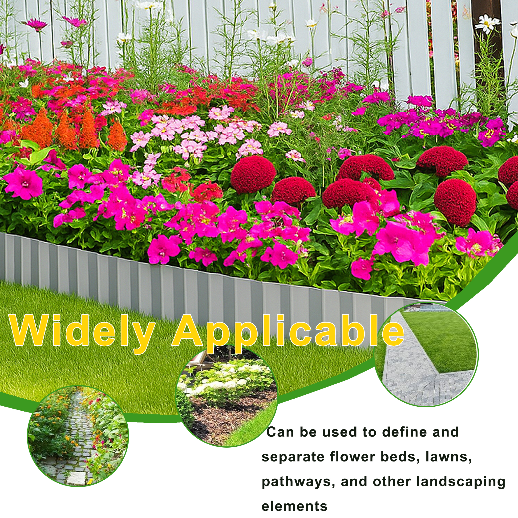4W Galvanized Steel Garden Edging, 6.3" x 16.5' Corrugated Landscape Border, Flexible Lawn and Yard Edging Strip for Flower Beds and Tree Rings, Natural