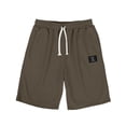 thumbnail image 5 of Bbyeadc Shorts Men Waffle Knit Drawstring Shorts Straight Leg Solid Color Lightweight Bottoms for Beach Vacation with Pocket,Brown (XX-Large), 5 of 5