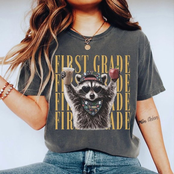 1st Grade Funny Feral Raccoon Tee, First Grade Teacher Shirt, Back to School, Last Day of School Shirt