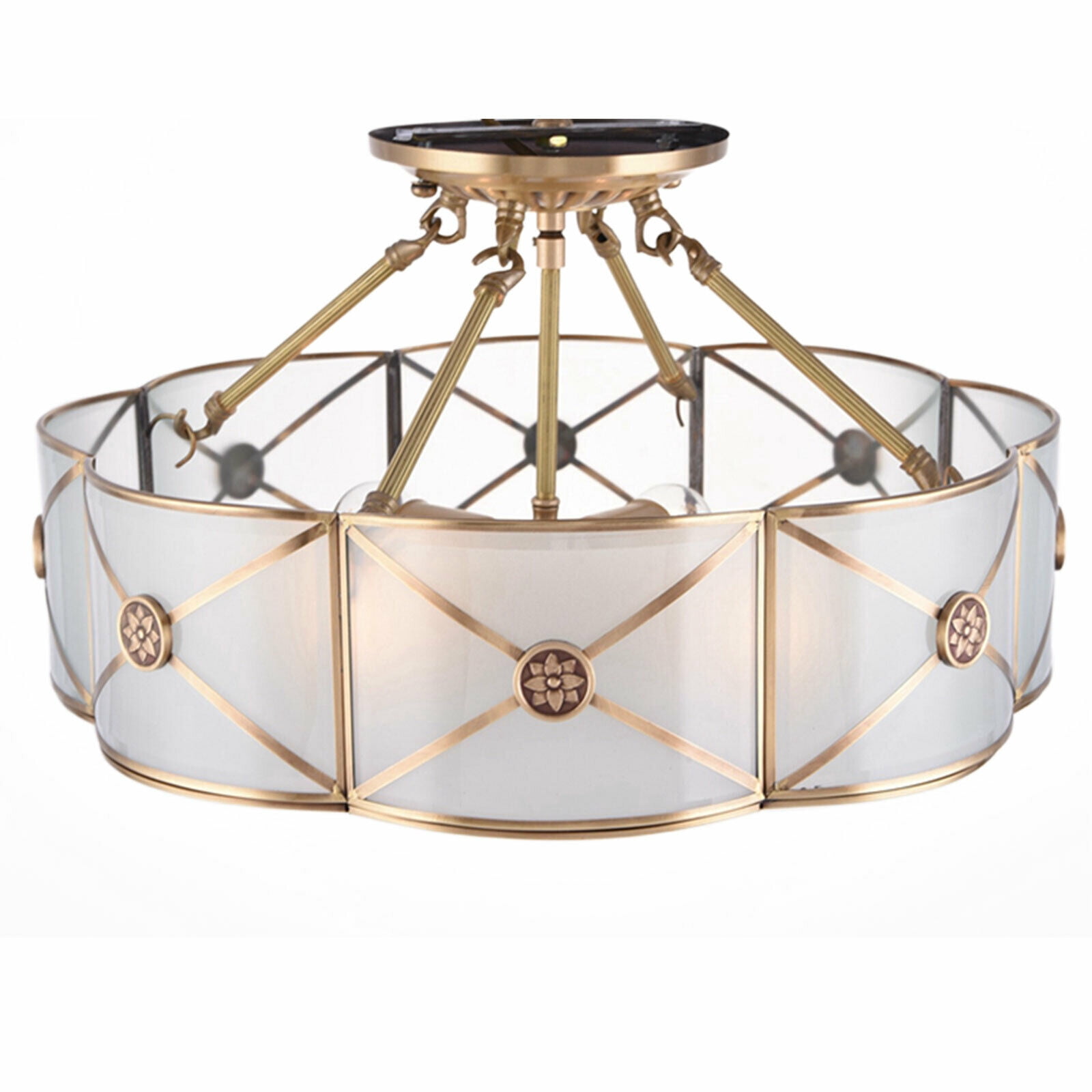 DENEST 4 Light Tiffany Style Chandelier Ceiling Stained Glass Pendant Lamp Hanging Light