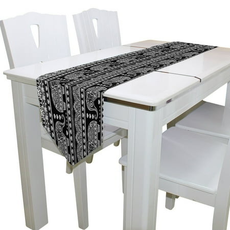 

POPCreation Indian Elephant Flower Art Table Runner Decoration Kitchen Table Runners for Home Coffee Kitchen Dining Table 13x70 inches