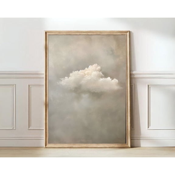 Miluva Beige Cloud Print Moody Cloud Beige Wall Art Beige Sky Print Minimalist Wall Art Maximalist Decor Renaissance Print Nursery Print , Decor For Living Room Bedroom, 8x12 UNFRAMED