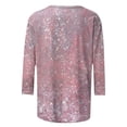 thumbnail image 5 of Huachaog Women T Shirts Sequin Printed 3/4 Sleeve Round Neck Loose Regular Tops, 5 of 5