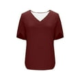 thumbnail image 5 of ClodeEU Womens Summer Short Sleeve Lightweight V Neck T Shirts, Dressy Casual Tunic Clothes Tops Wine,Womens Plus S, 5 of 7