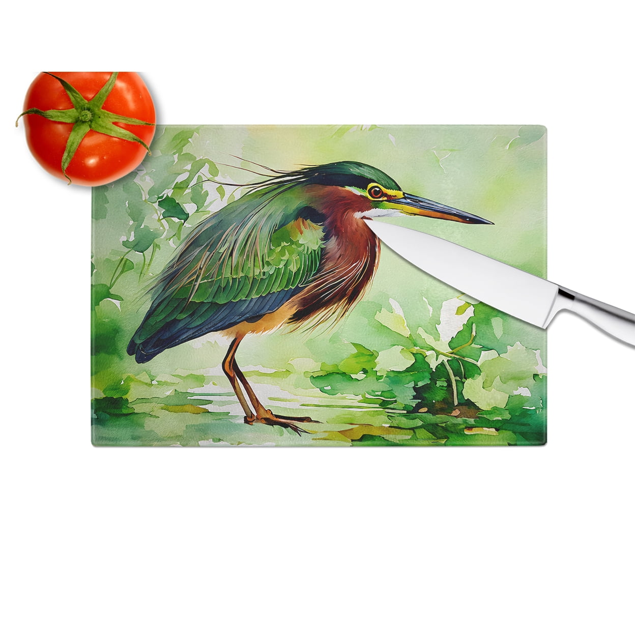 Green Heron Glass Cutting Board 12 in x 15 in