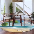 thumbnail image 4 of Ocean Beach Round Living Room Rugs 7 ft, Palm Trees Washable Area Rug with Non-Slip Sturdy Edge Binding Round Carpet for Kitchen Office Bedroom, 4 of 9