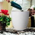 thumbnail image 2 of Ordivic 12in × 12in × 11.5in White Ceramic Planter with Saucer, Large Indoor Plant Pot for Big Houseplants, 2 of 6